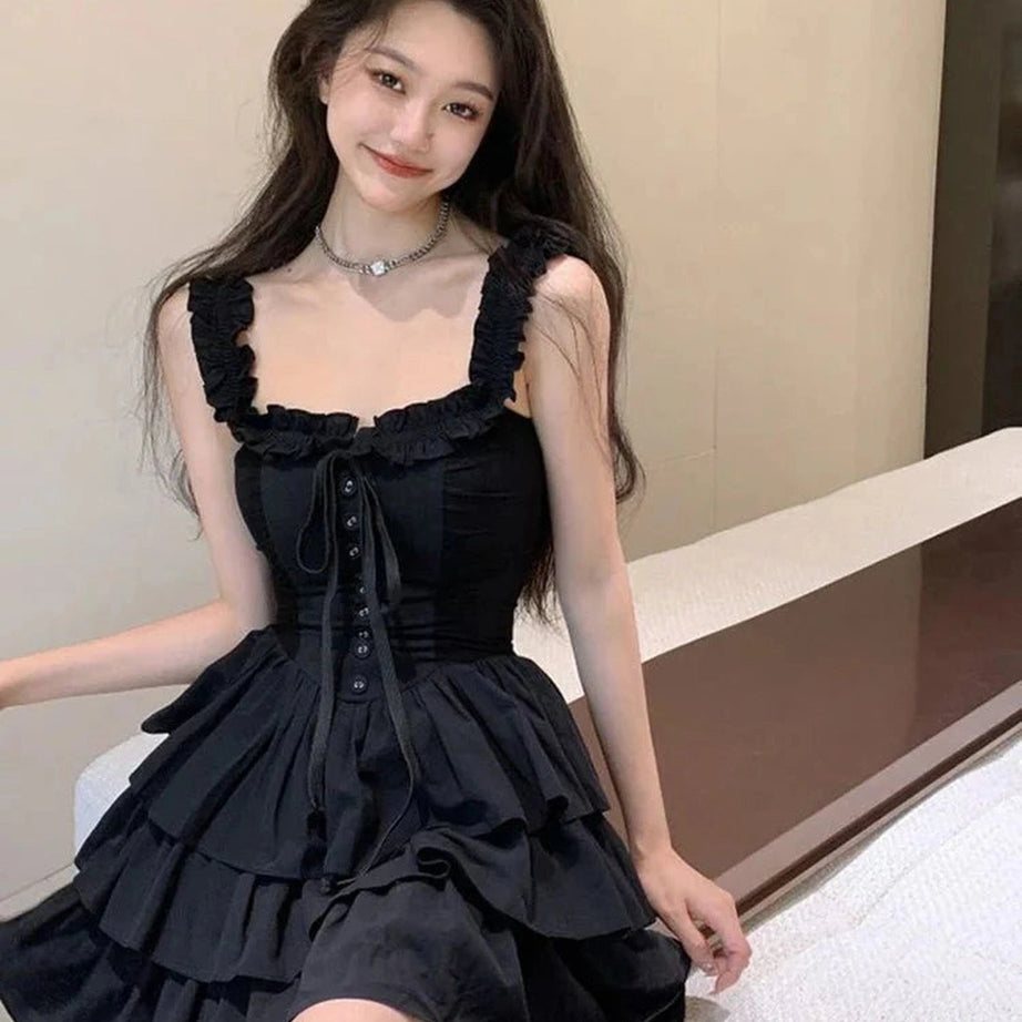 Y2k Lolita Style Black Dress