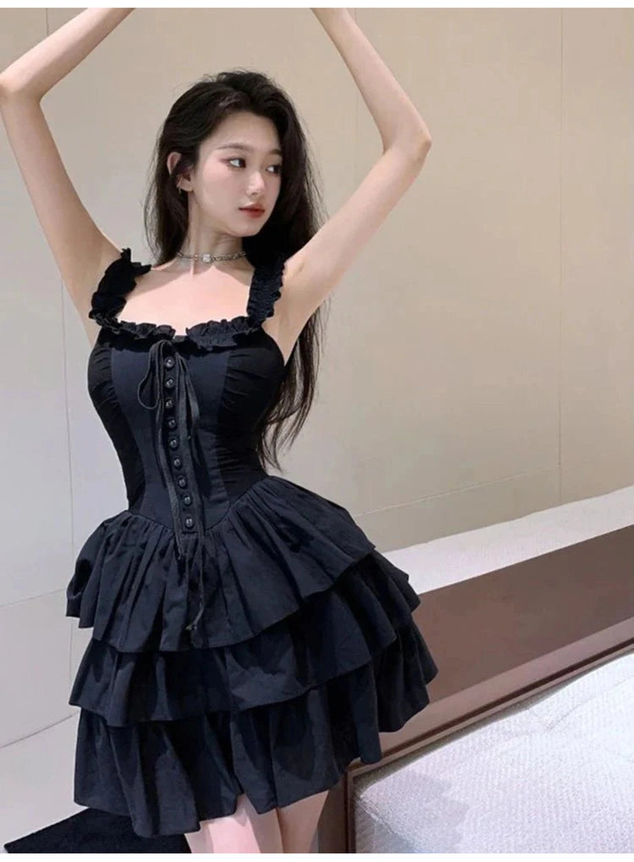 Y2k Lolita Style Black Dress