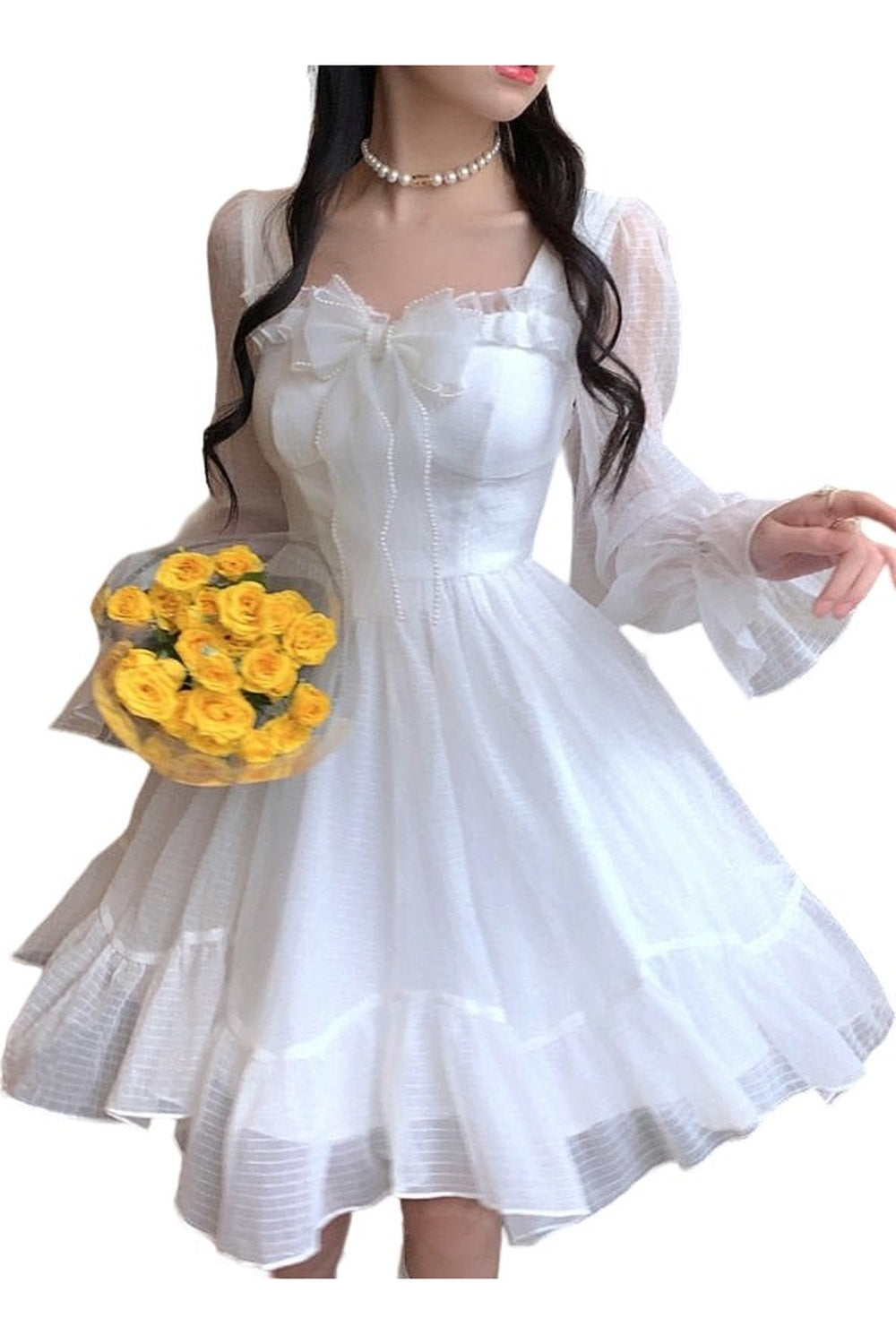 Y2k Kawaii White Dress