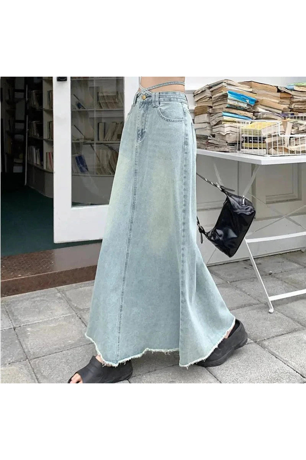 Y2k Long Denim Maxi Skirt