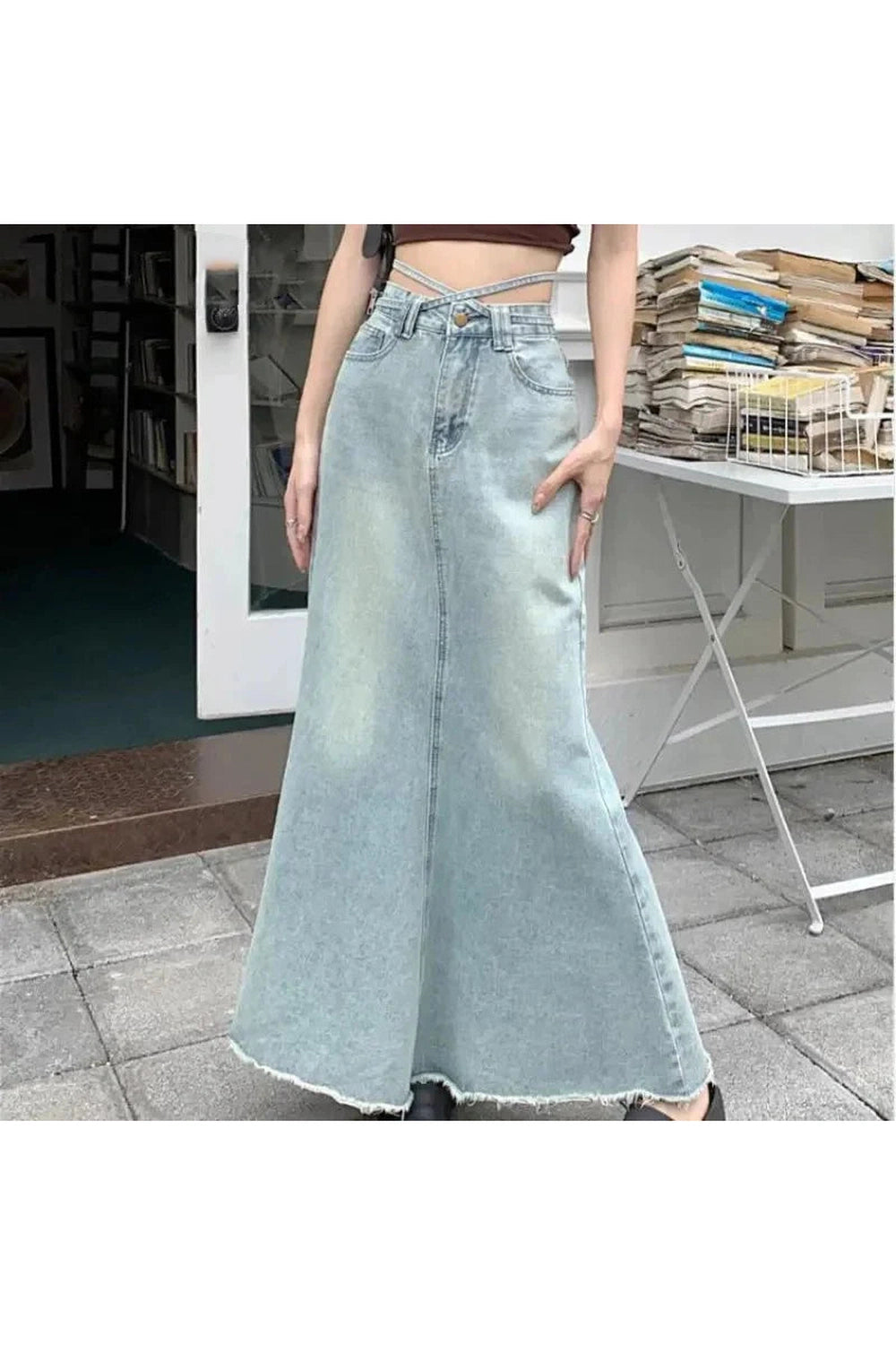 Y2k Long Denim Maxi Skirt