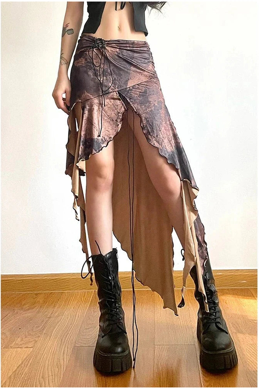 Y2k Long Irregular Brown Skirt
