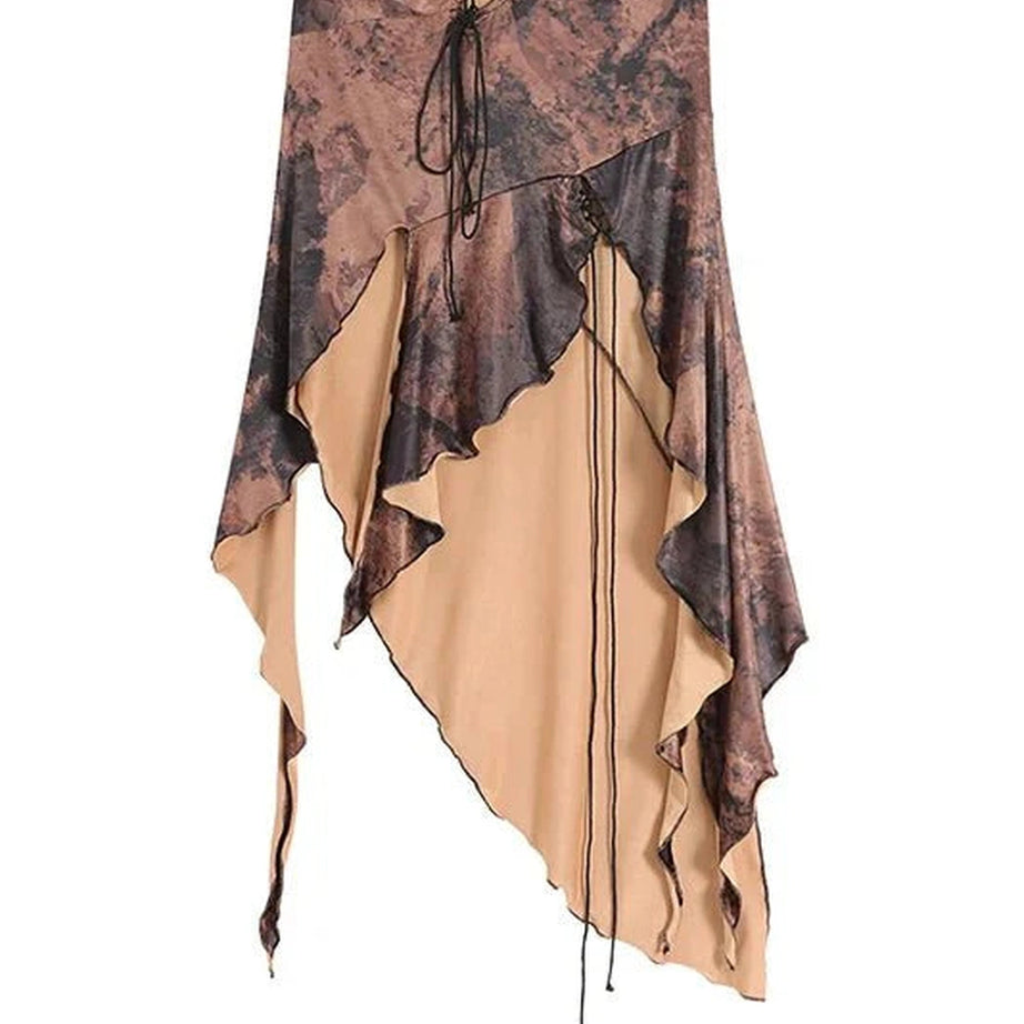 Y2k Long Irregular Brown Skirt