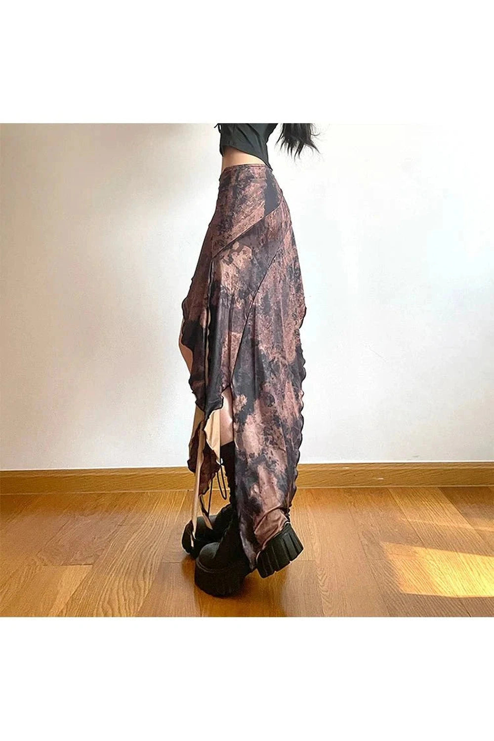 Y2k Long Irregular Brown Skirt