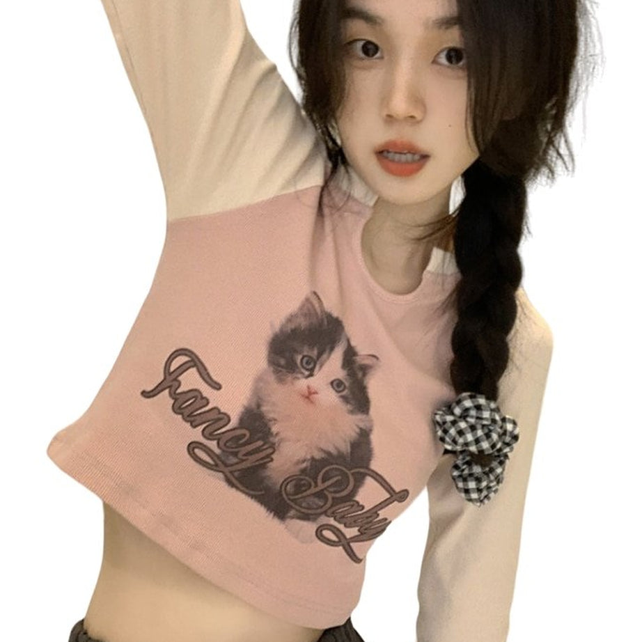 Y2k Long Sleeve Crop Top "Fancy Baby"