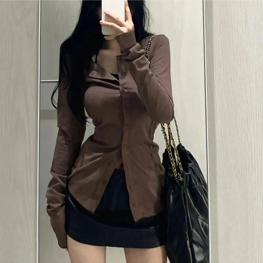 Y2k Long Sleeve Elegant Blouse