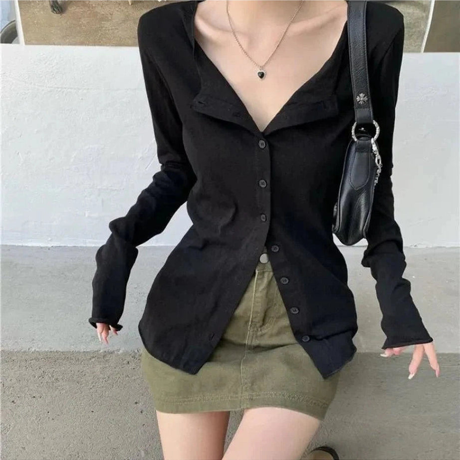 Y2k Long Sleeve Elegant Blouse