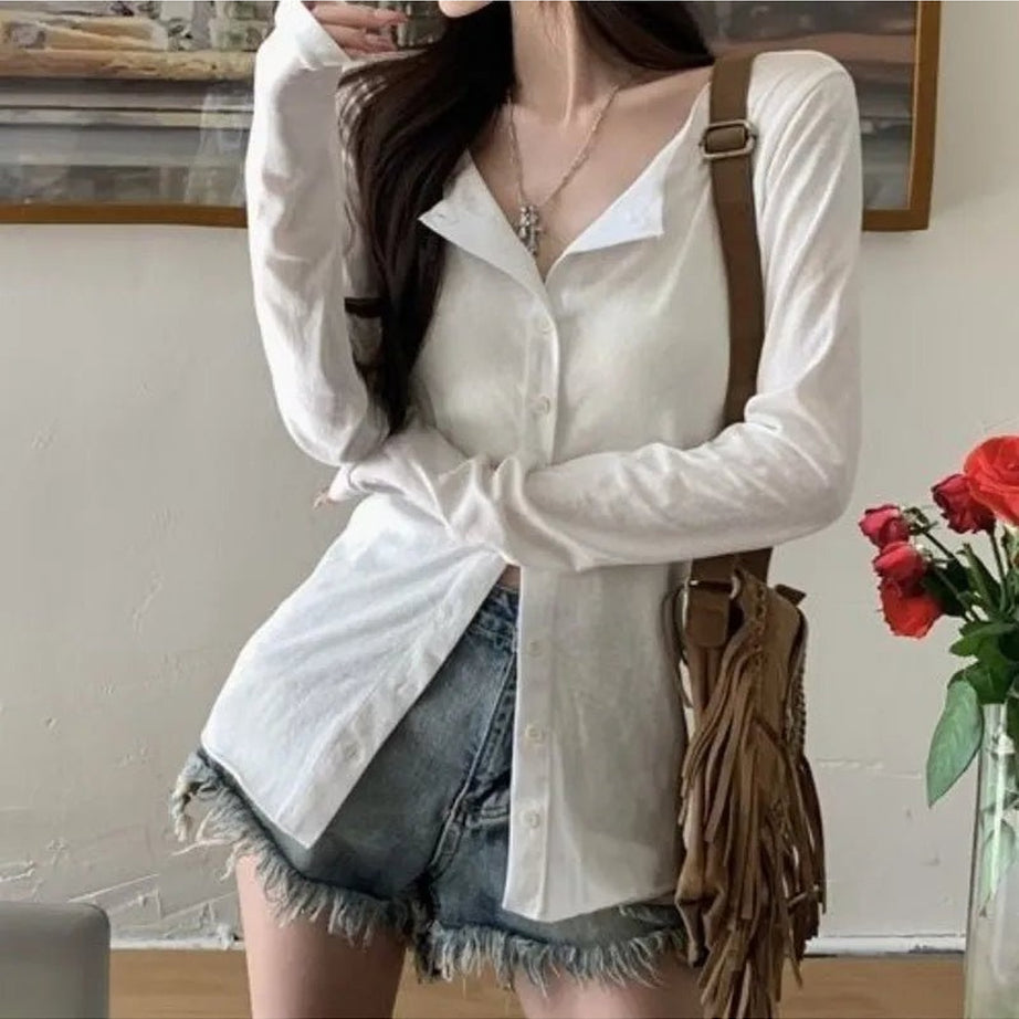 Y2k Long Sleeve Elegant Blouse