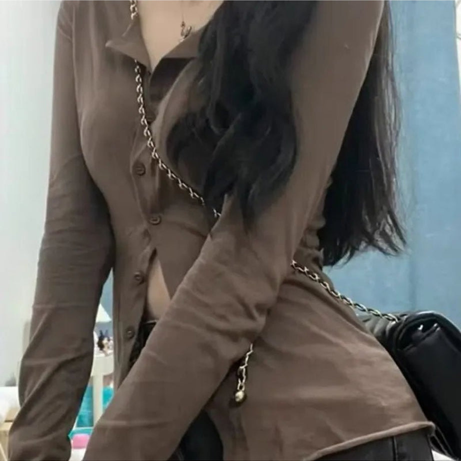 Y2k Long Sleeve Elegant Blouse