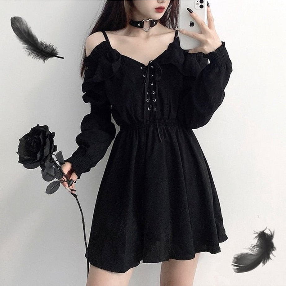 Y2k Long Sleeve Gothic Dress