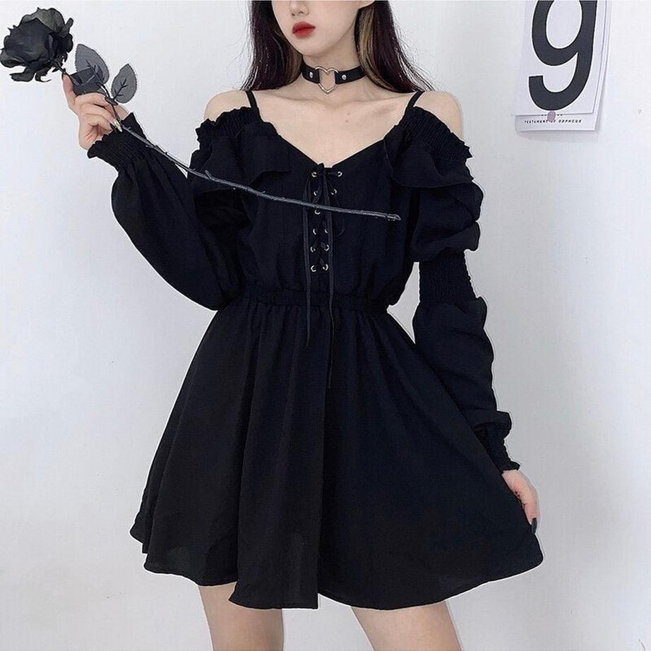 Y2k Long Sleeve Gothic Dress
