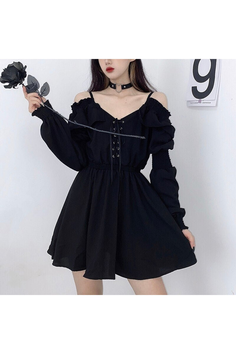 Y2k Long Sleeve Gothic Dress