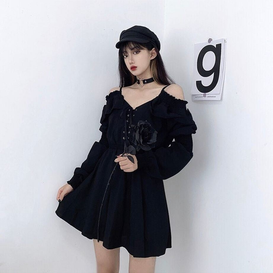 Y2k Long Sleeve Gothic Dress