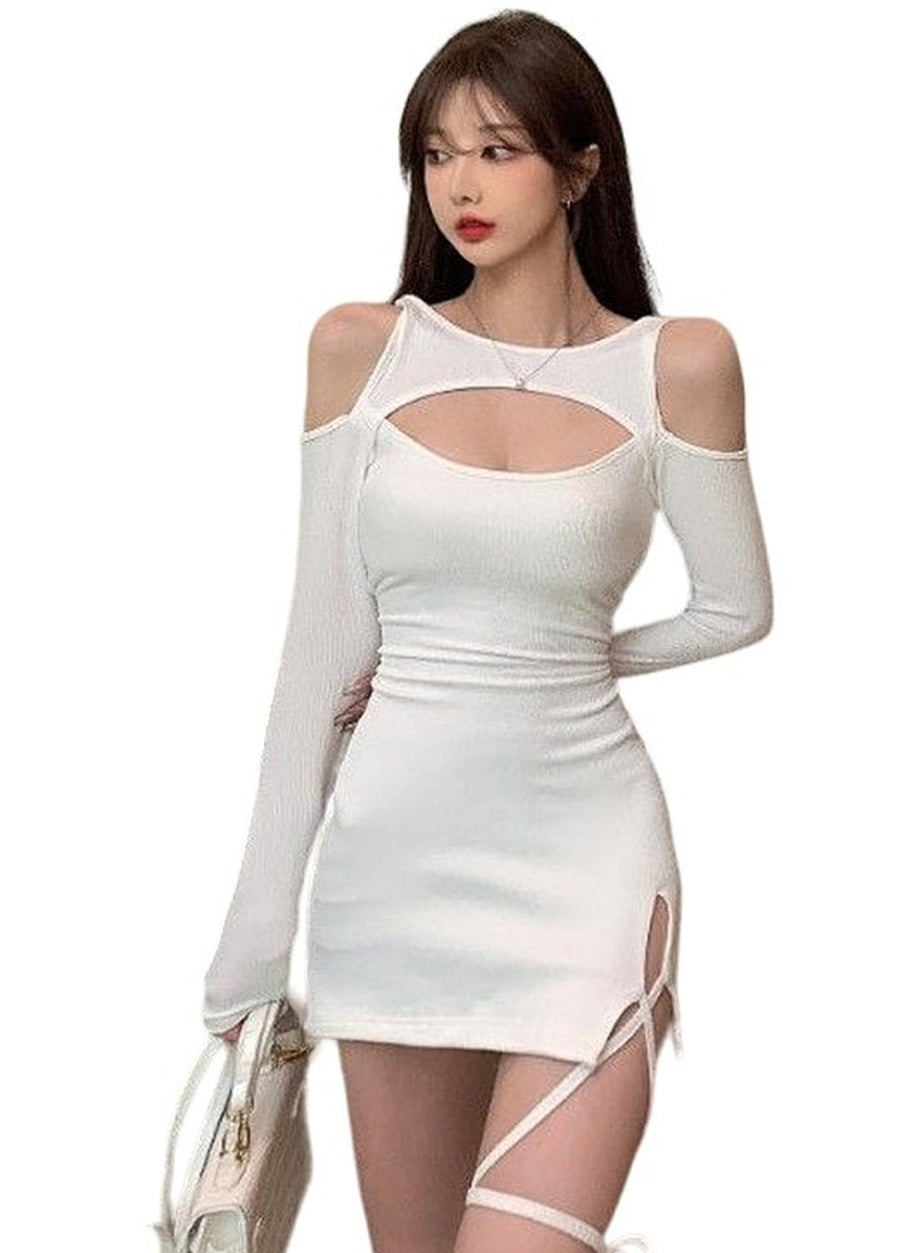 Y2k Long Sleeve Off Shoulder Party Dress