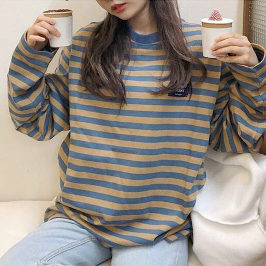 Y2k Long Sleeve Retro Striped T-shirt