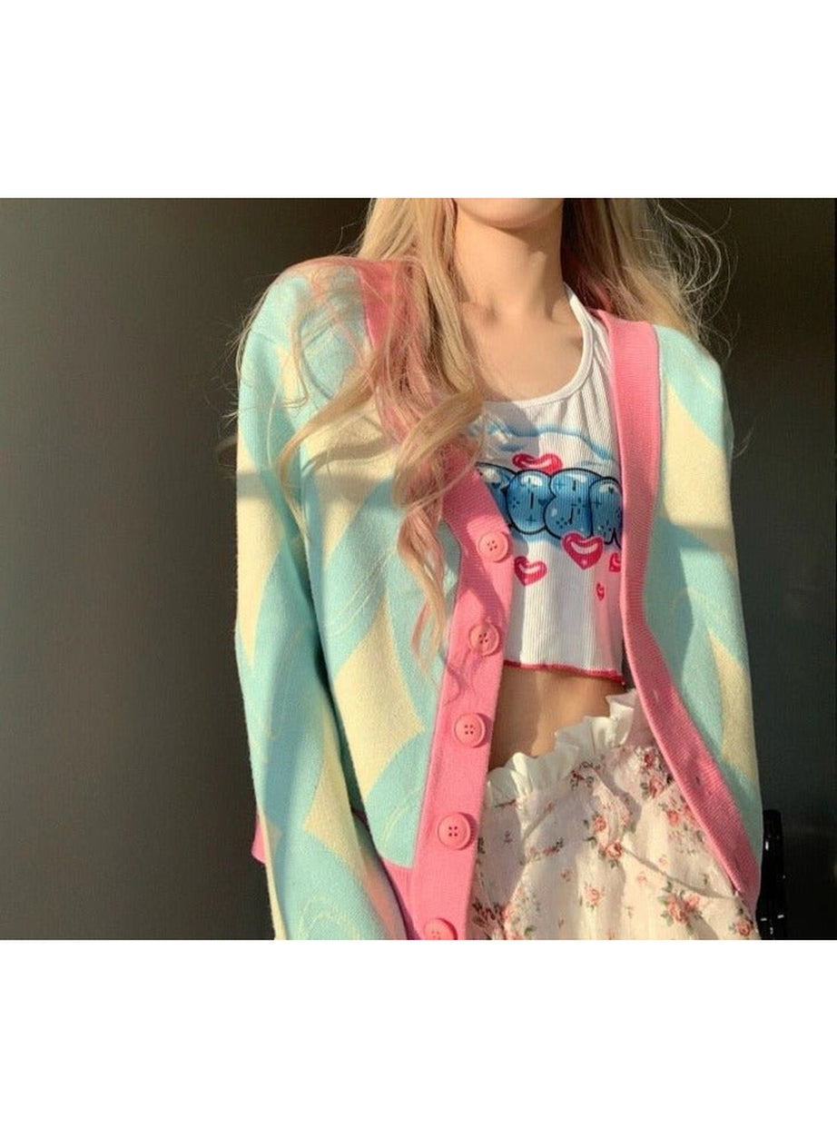 Y2k Loose V-neck Student Cardigan