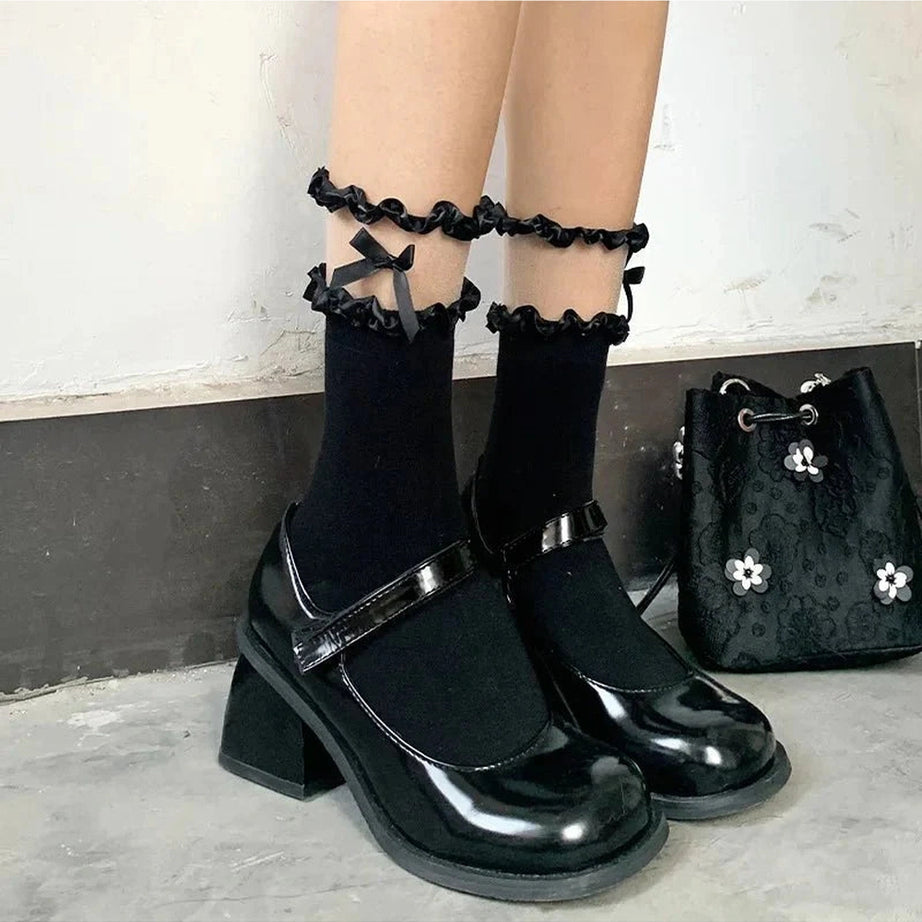 Y2k Low Tube Lace Dots Socks