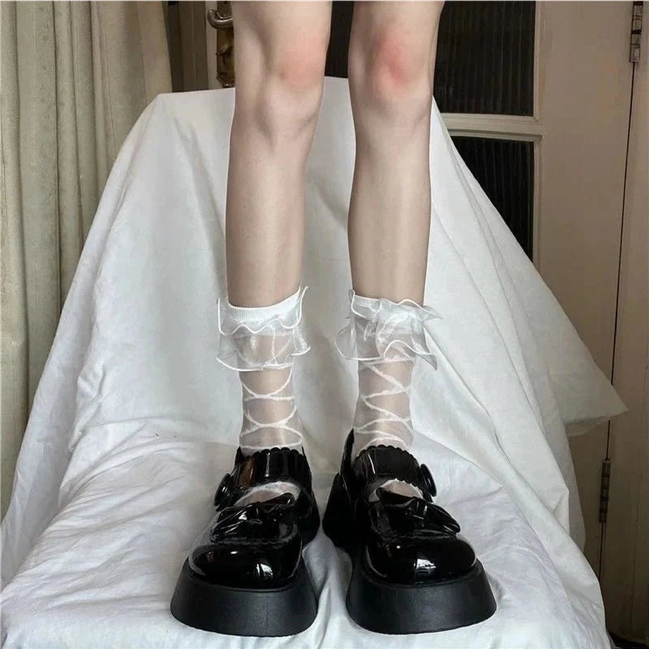 Y2k Low Tube Lace Dots Socks