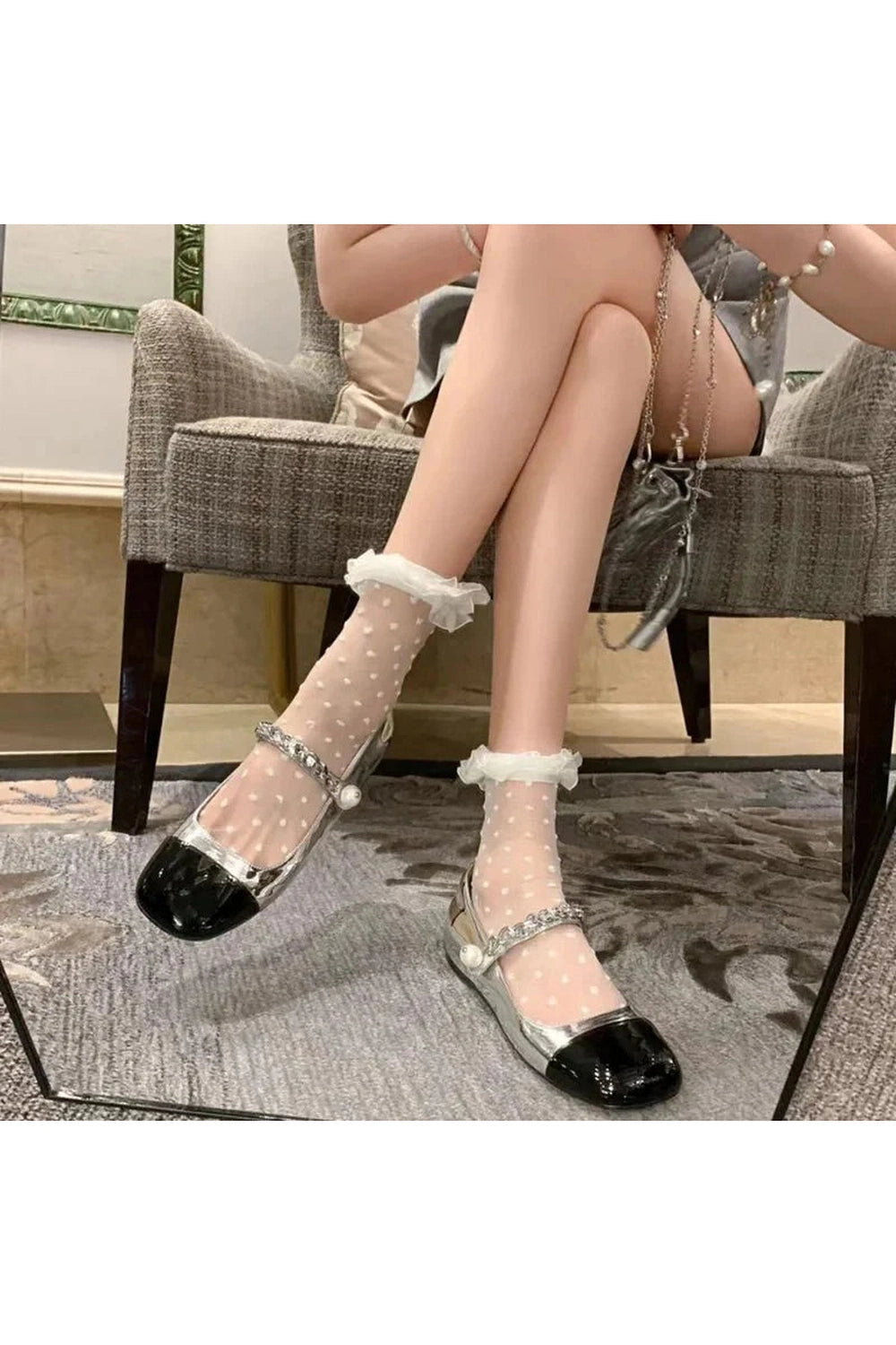 Y2k Low Tube Lace Dots Socks