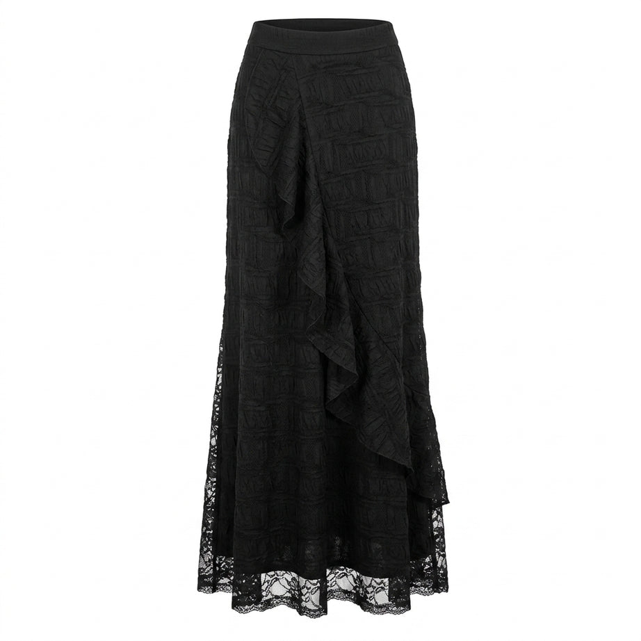 Goth Y2K Asymmetric Maxi Skirt