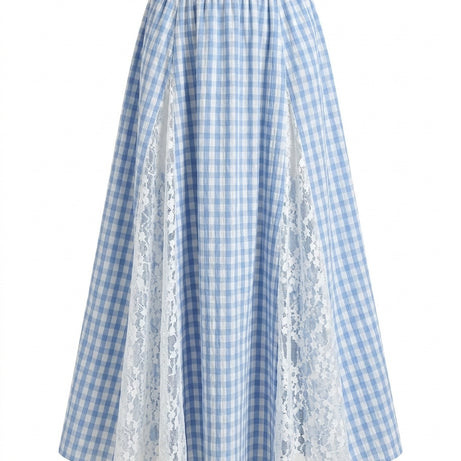 Y2k Lace Panel Maxi Skirt