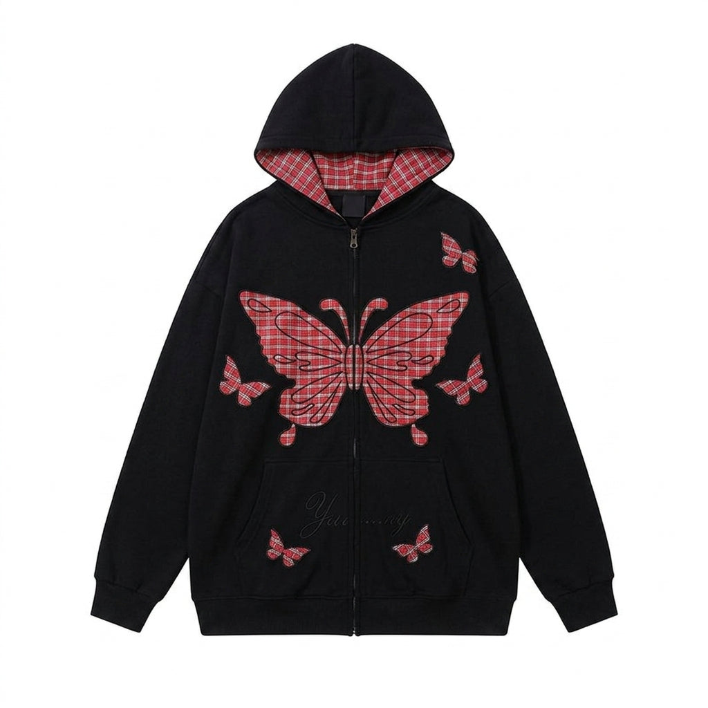 Y2k Butterfly Zip-Up Hoodie