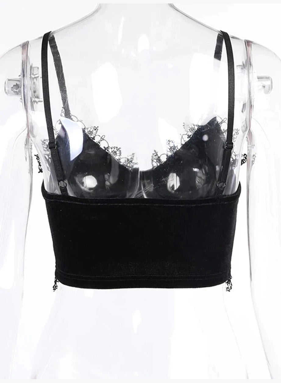 Y2k Mall Goth Velvet Crop Top