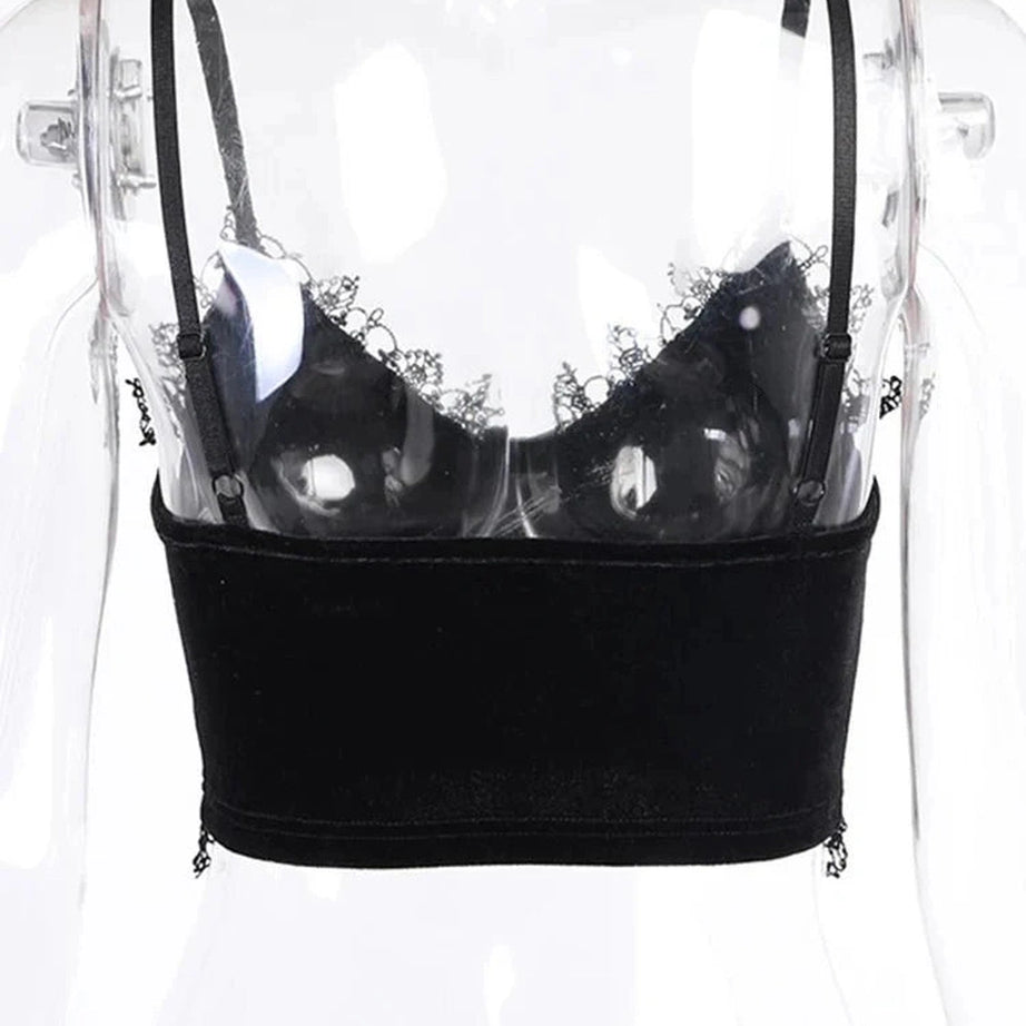 Y2k Mall Goth Velvet Crop Top