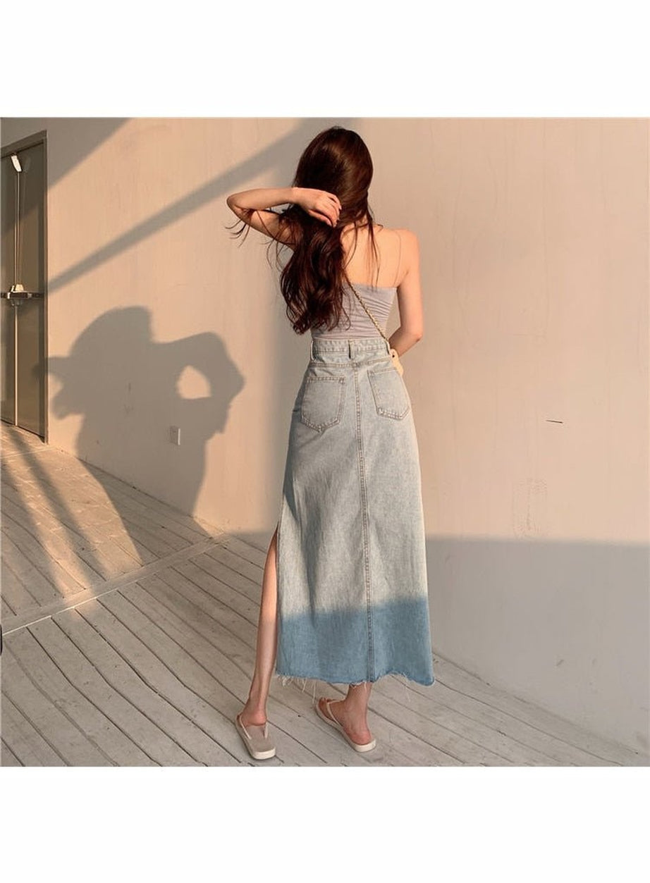 Y2k Maxi Jeans Skirt