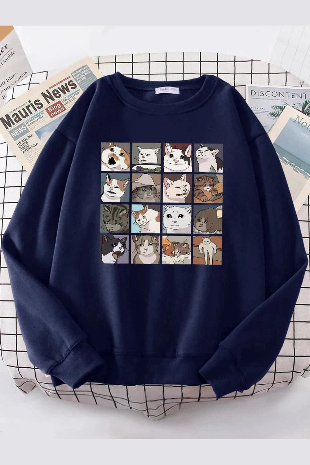 Y2k Meme Cats Oversized Women's Sweatshirt