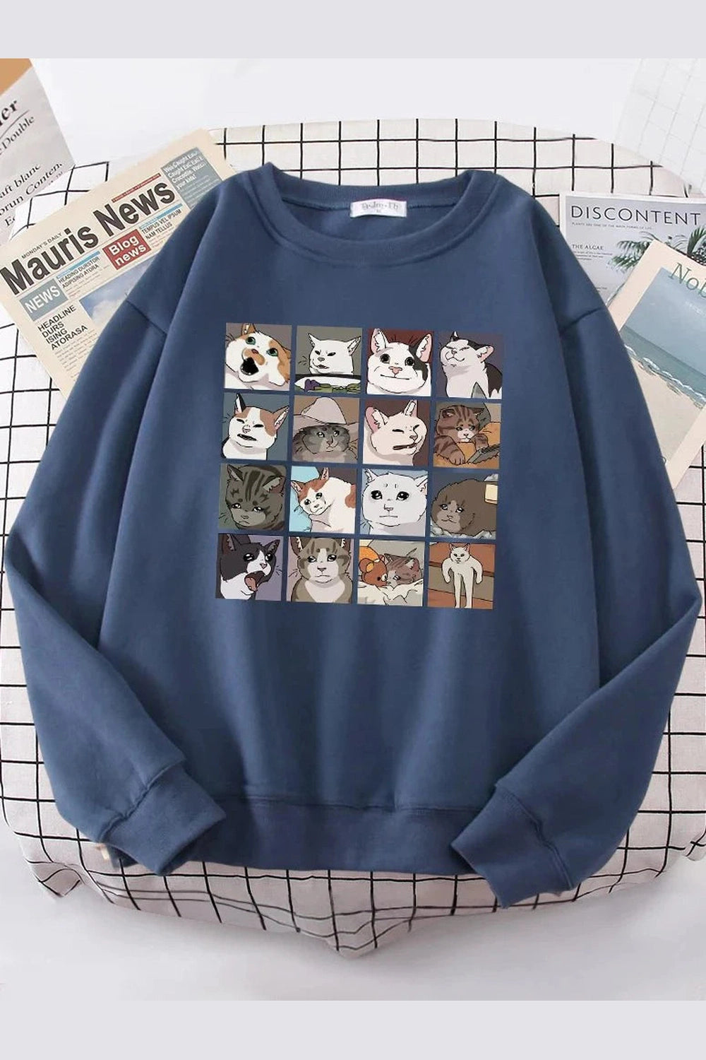 Y2k Meme Cats Oversized Women's Sweatshirt