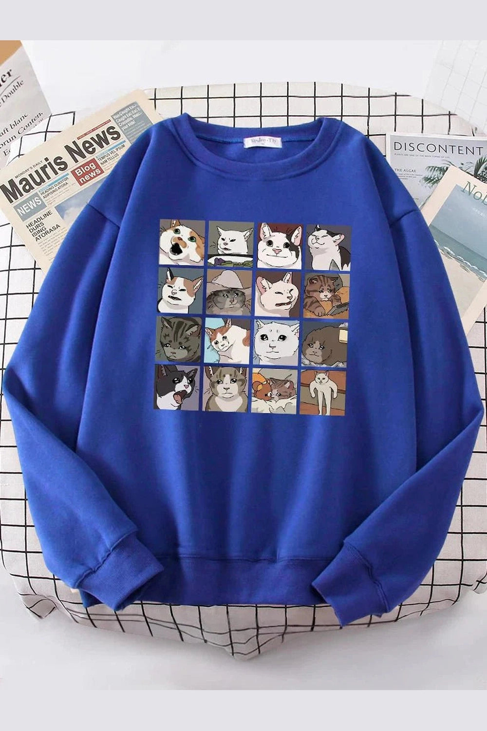 Y2k Meme Cats Oversized Women's Sweatshirt