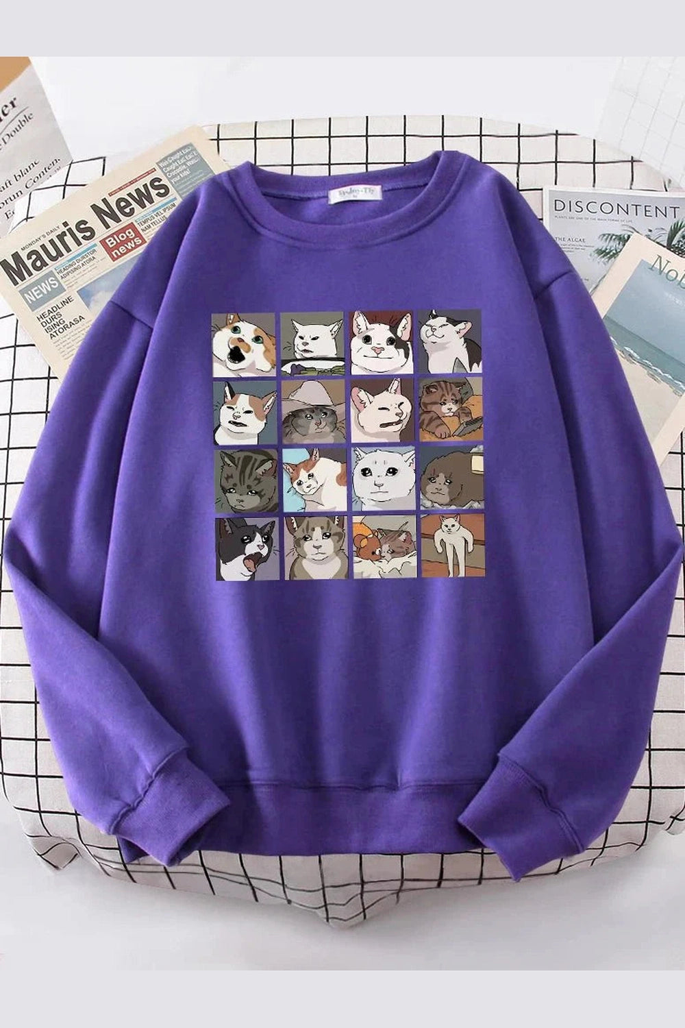 Y2k Meme Cats Oversized Women's Sweatshirt