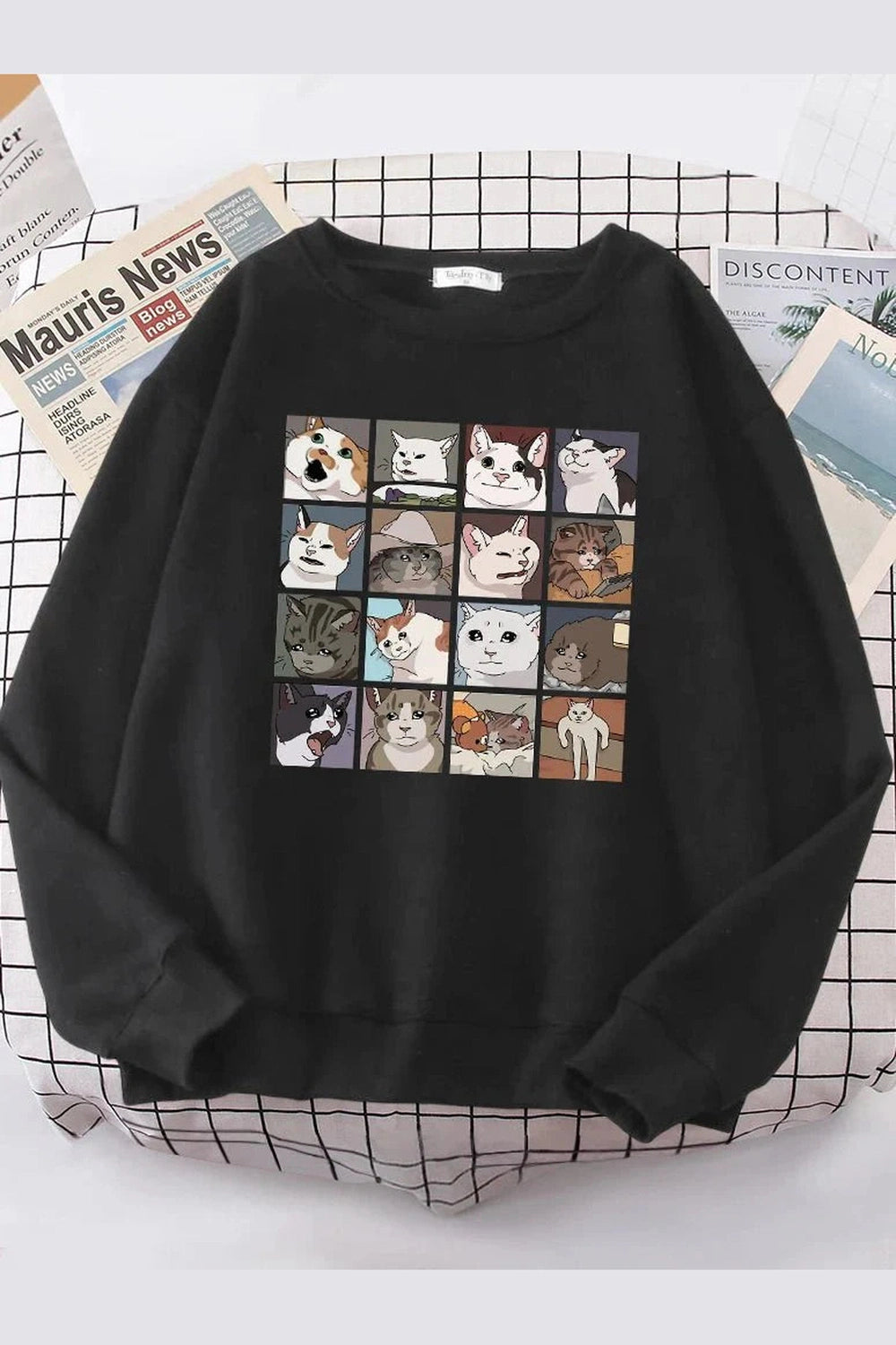 Y2k Meme Cats Oversized Women's Sweatshirt