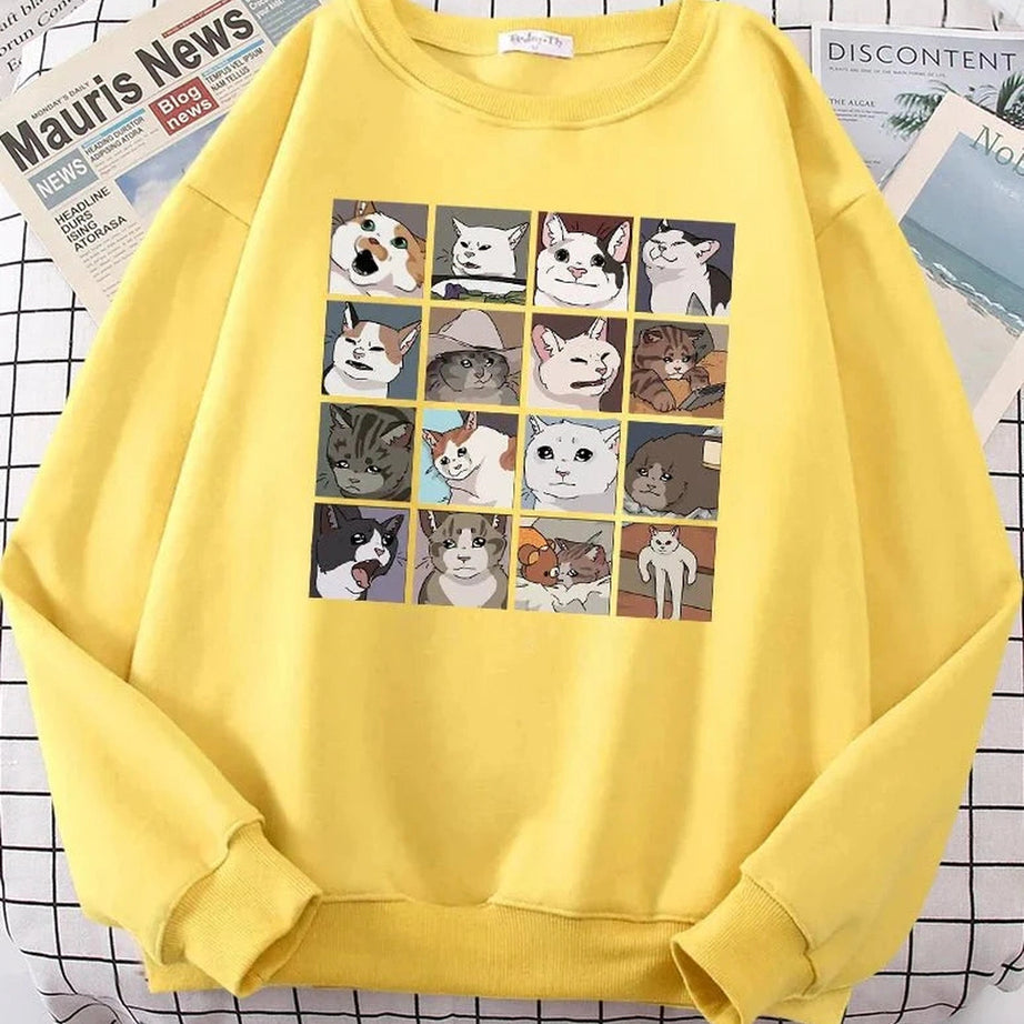 Y2k Meme Cats Oversized Women's Sweatshirt