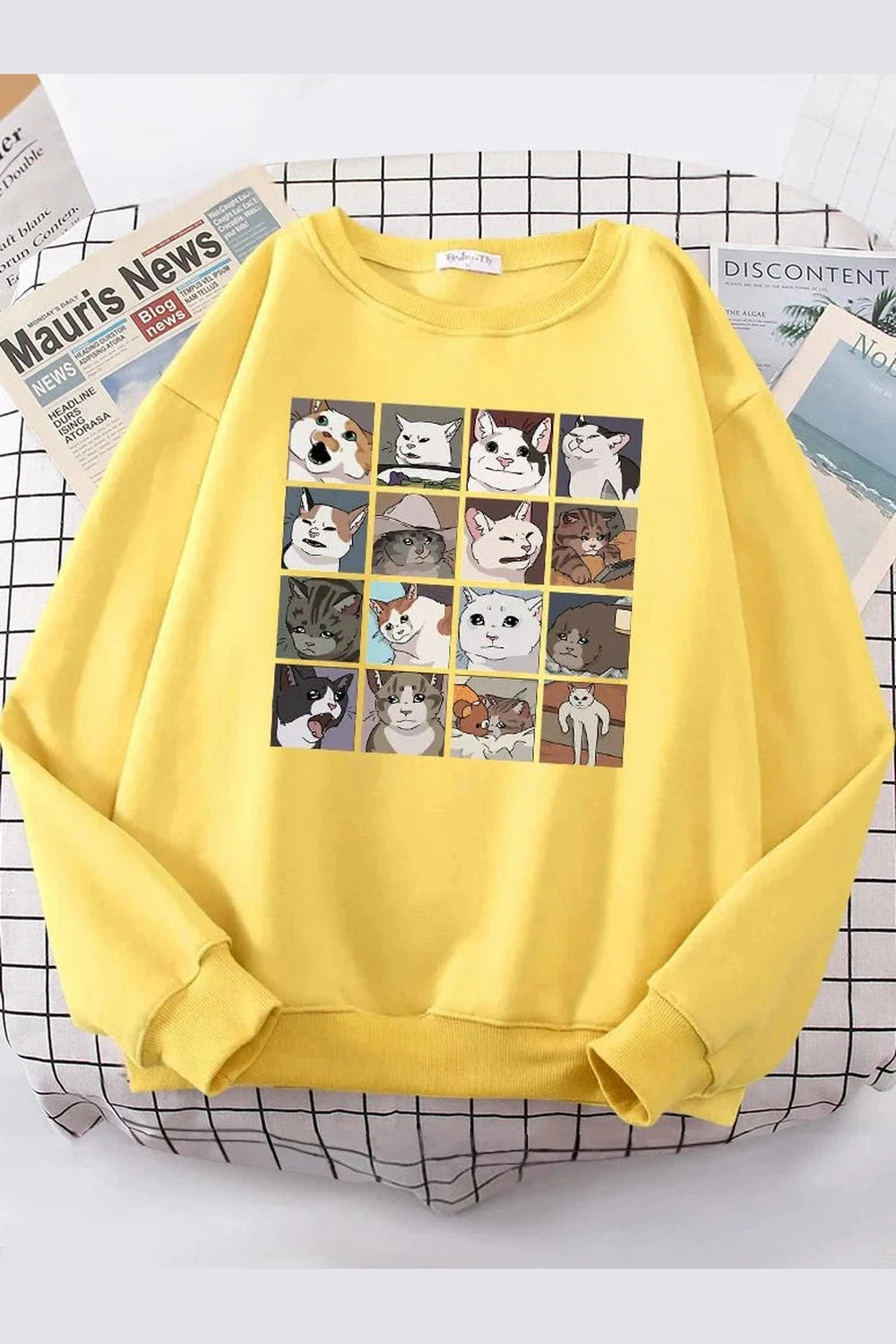 Y2k Meme Cats Oversized Women's Sweatshirt