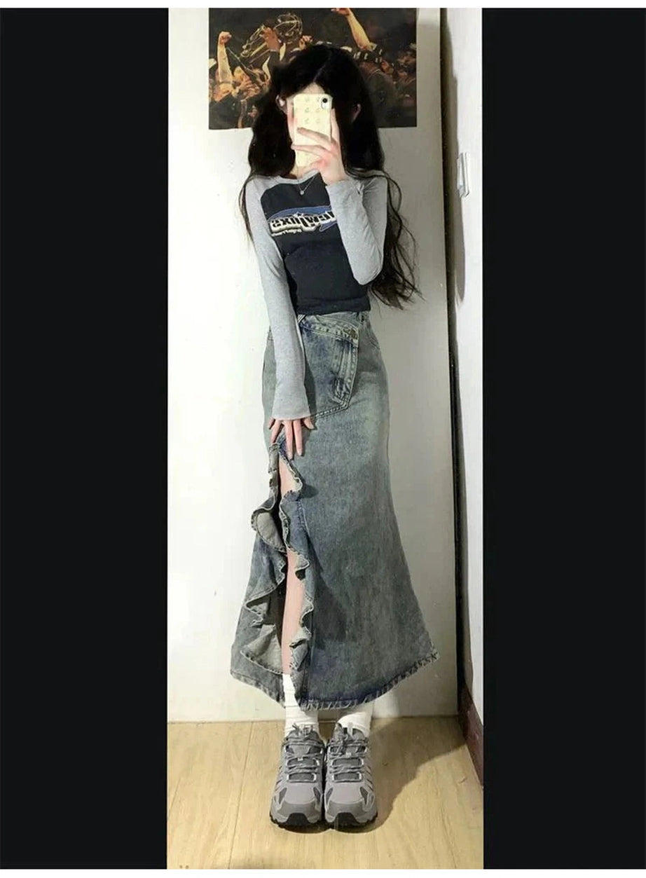 Y2k Mermaid Denim Skirt