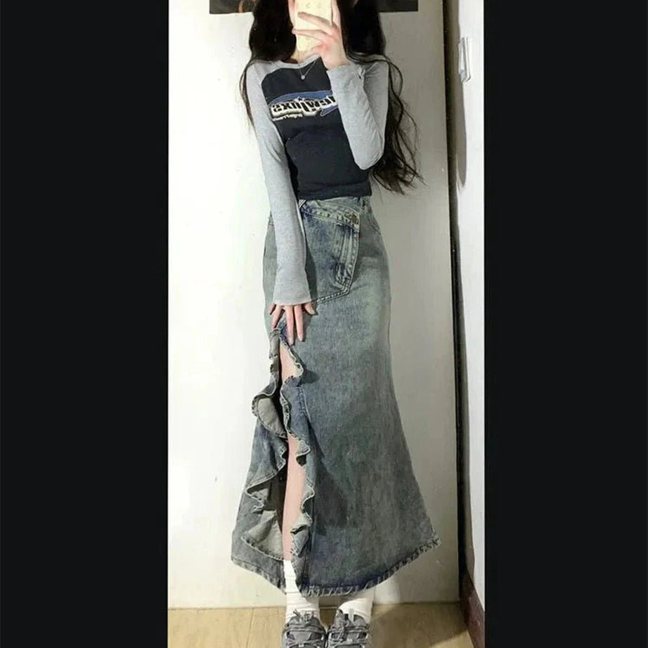 Y2k Mermaid Denim Skirt