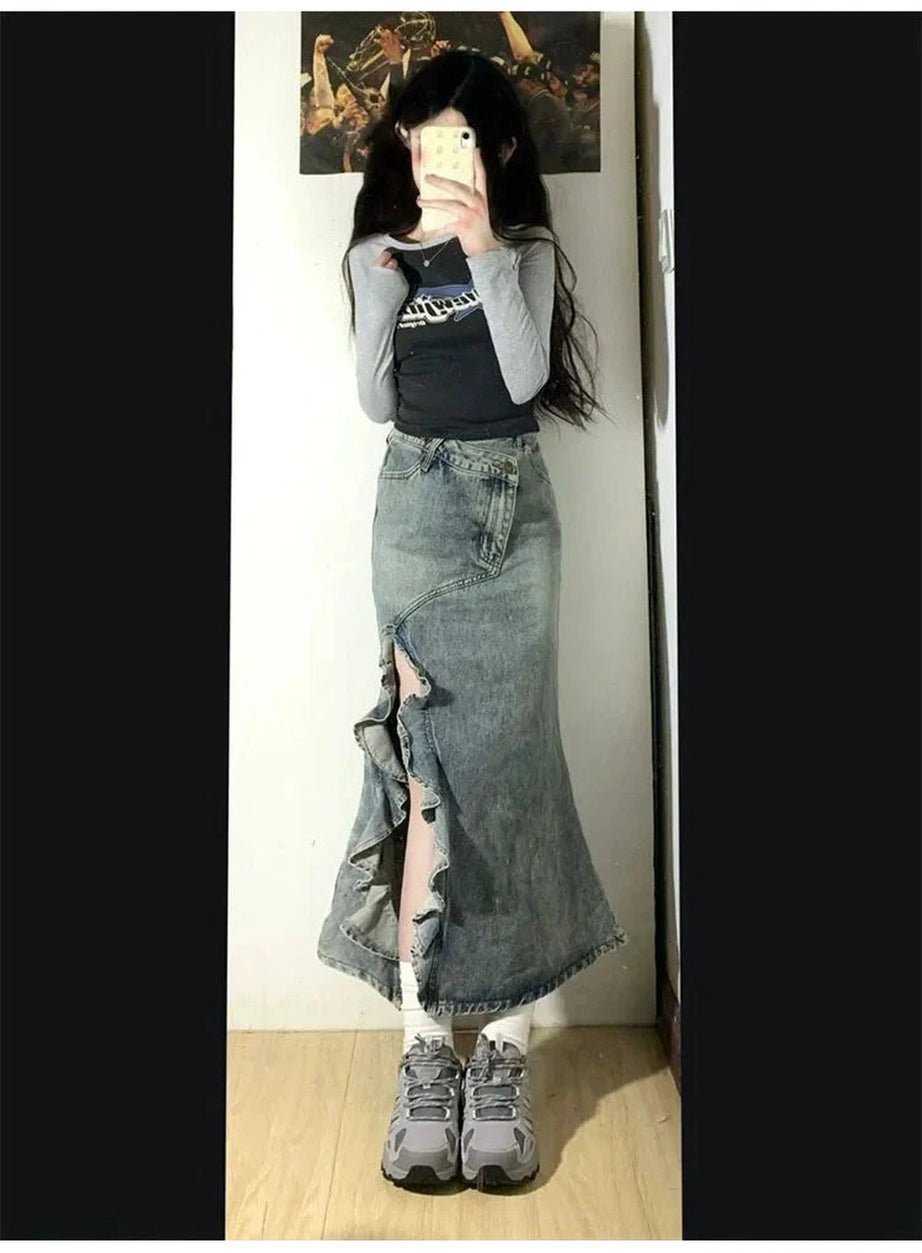 Y2k Mermaid Denim Skirt