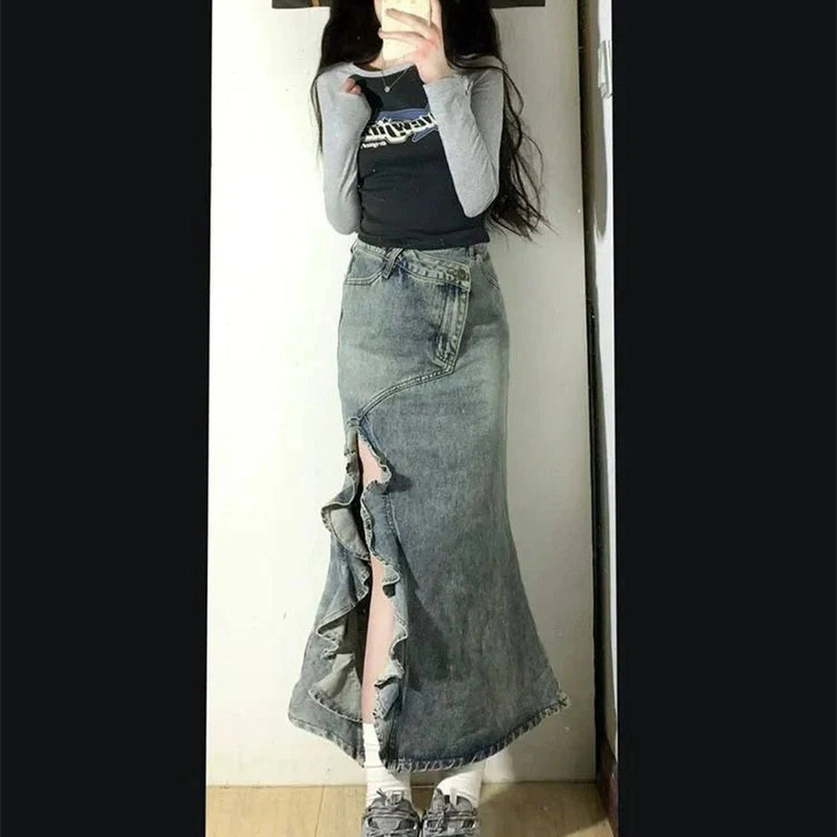 Y2k Mermaid Denim Skirt