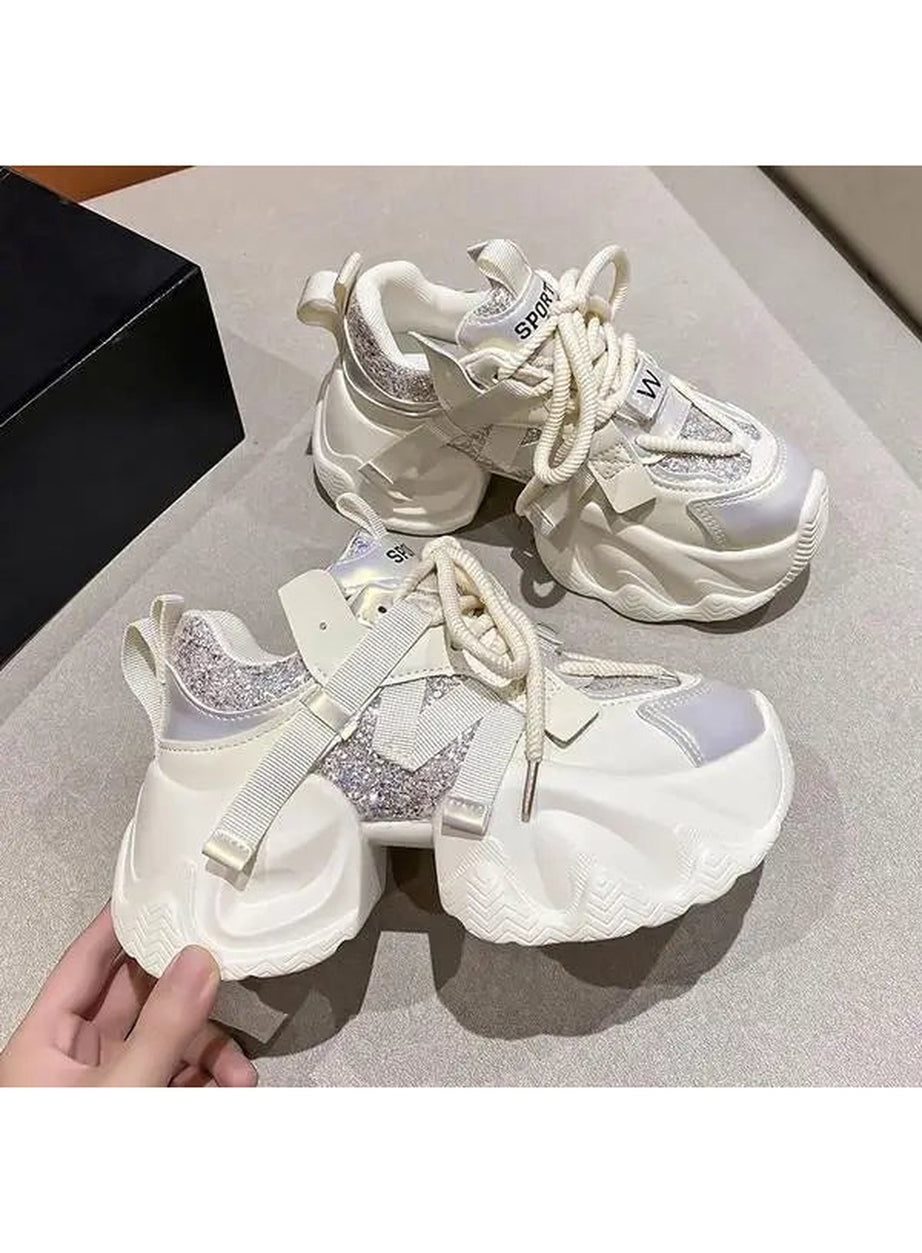 Y2k Metallic Violet Chunky Sneakers