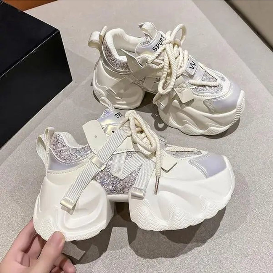 Y2k Metallic Violet Chunky Sneakers