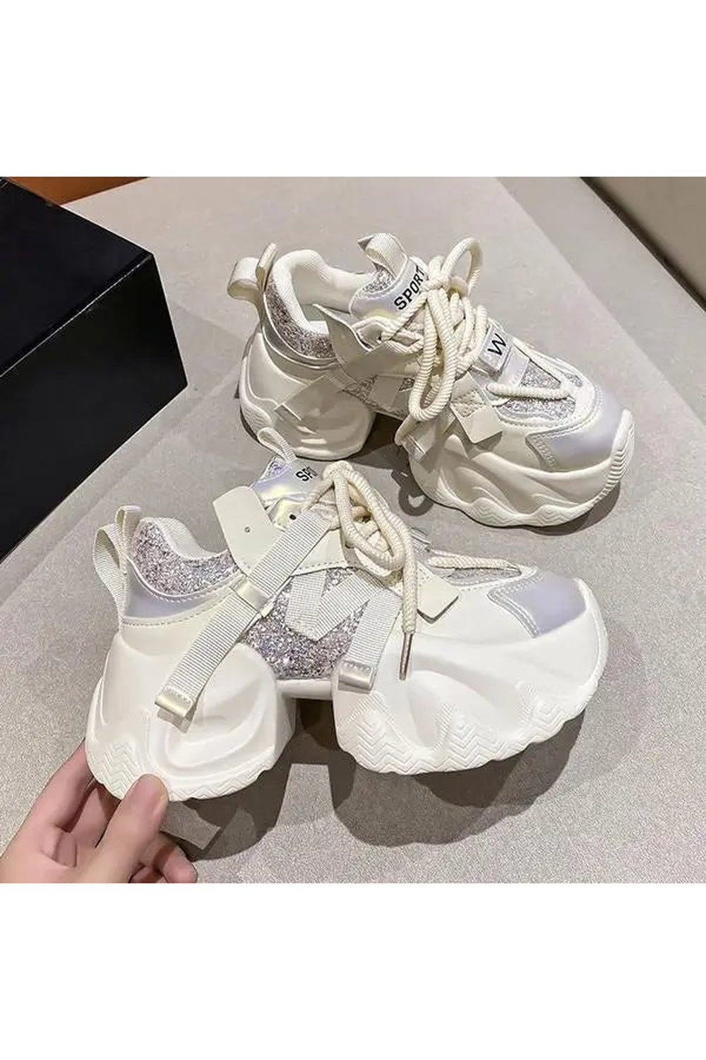 Y2k Metallic Violet Chunky Sneakers