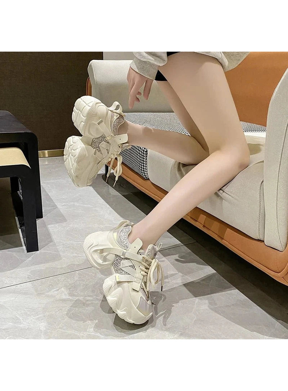 Y2k Metallic Violet Chunky Sneakers