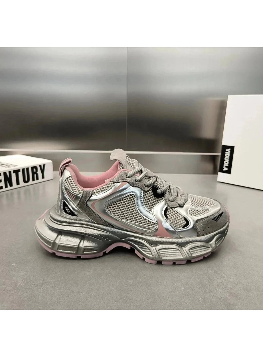 Y2k Metallic Violet Chunky Sneakers