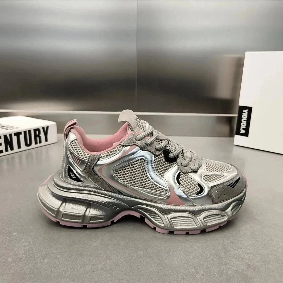 Y2k Metallic Violet Chunky Sneakers