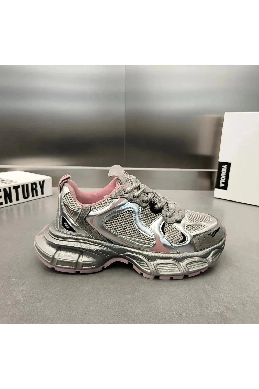 Y2k Metallic Violet Chunky Sneakers