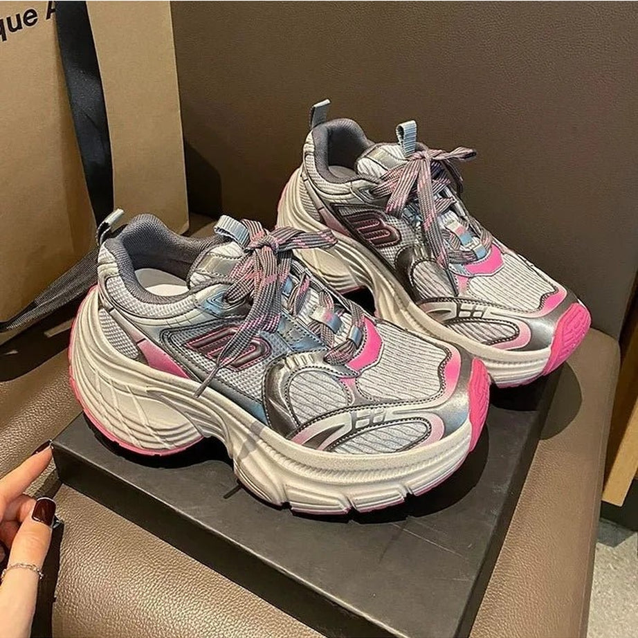 Y2k Metallic Violet Chunky Sneakers