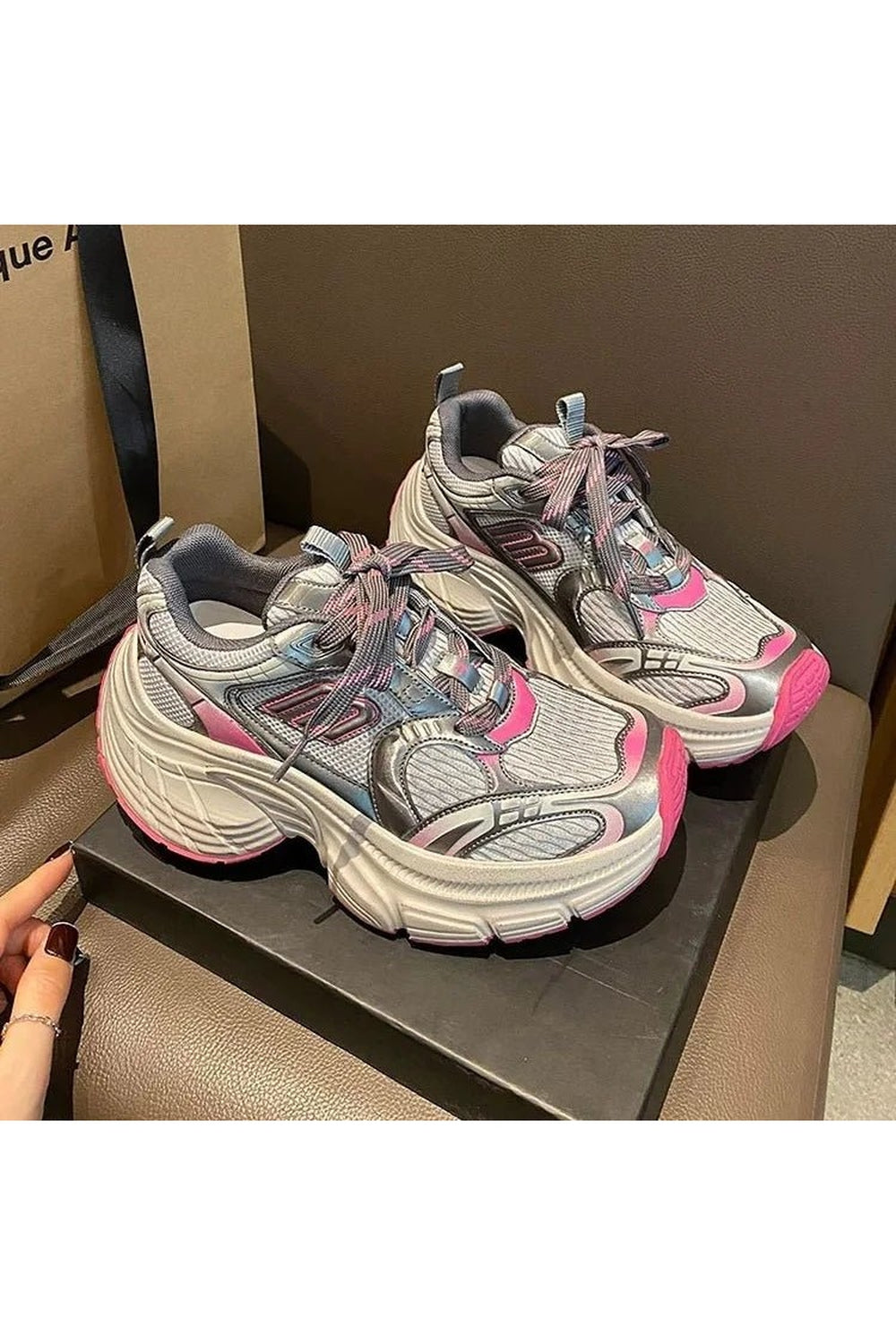 Y2k Metallic Violet Chunky Sneakers