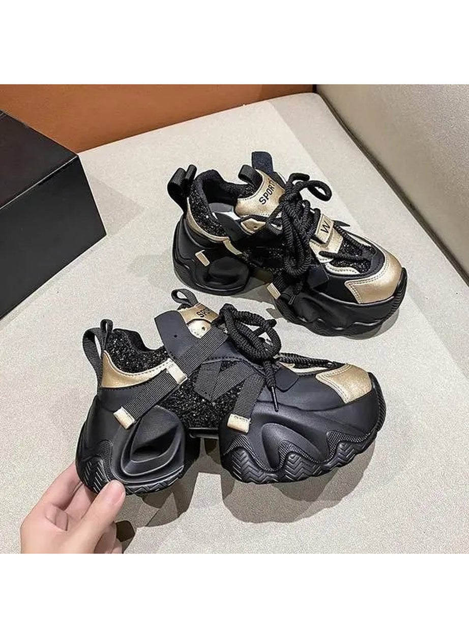 Y2k Metallic Violet Chunky Sneakers